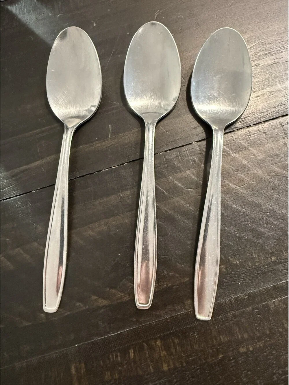 Oneida Oneidacraft Deluxe Profile Stainless Oval Soup Place Spoons Set of 3 Vtg
